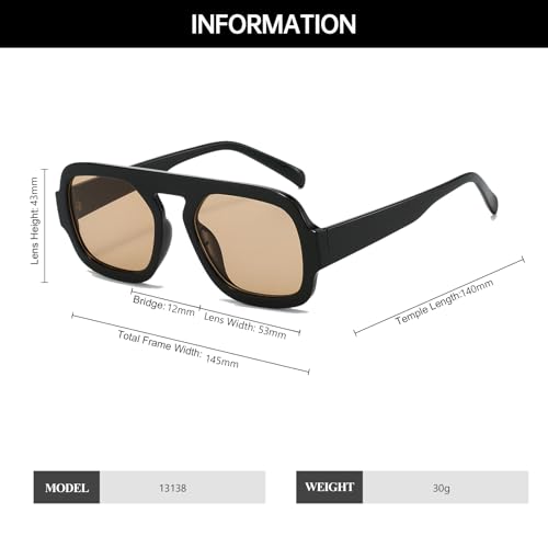 YAMEIZE Square Pilot Sunglasses for Women - Men Trendy Retro 70s Sunglasses Classical Flat Top Sun Glasses Outdoor2