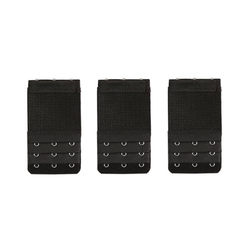 Yesmin Pack of 3 Bra Strap Extenders Extensions Elastic Extender Set 3 Hooks (Black)