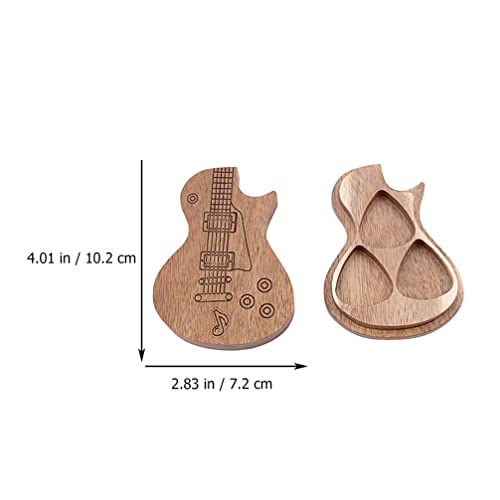 Guitar Wood Picks Opbergdoos: Gitaarvormige Ukulele Pick Container Voor Guitar Standard Picks Small Item Organizer… - Image 3