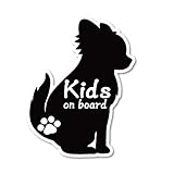SignStore チワワのシルエットステッカー Baby on board 約14.5cm×11cm おしゃれ オリジナル シール かわいい イラスト ネコ グッズ ステッカー 車 日本製 防水 car_character_08_Kids (黒)