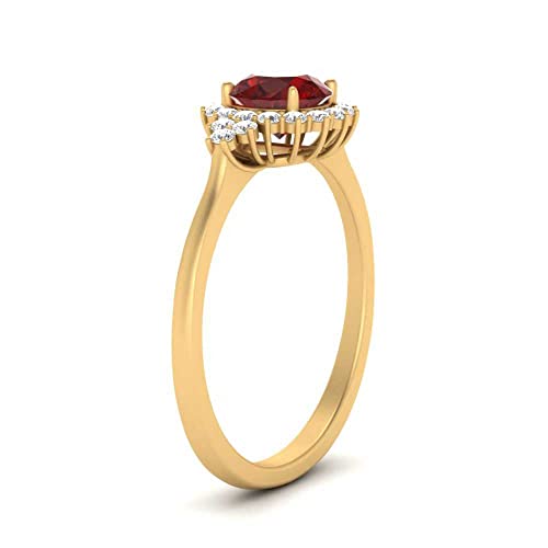 SISGEM Natural Garnet Rings in 10K 14K 18K Solid Gold for Women,2 Carat Round-cut Red Gemstone Bands Rings with White Moissanite Gift for Engagement Birthday Anniversary4