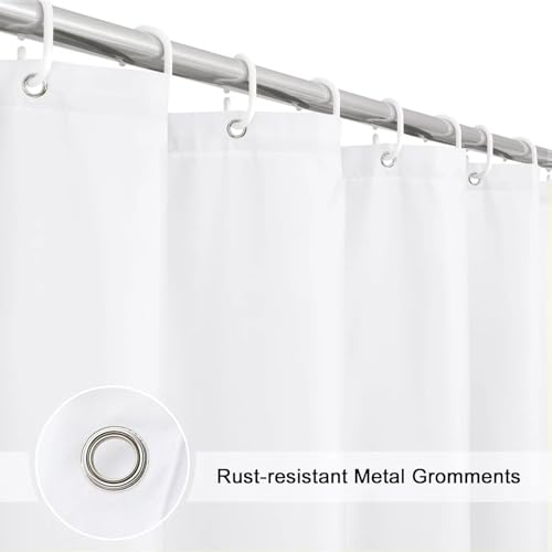 Rideau de douche tissu blanc imperméable 130x220 cm lavable - 5
