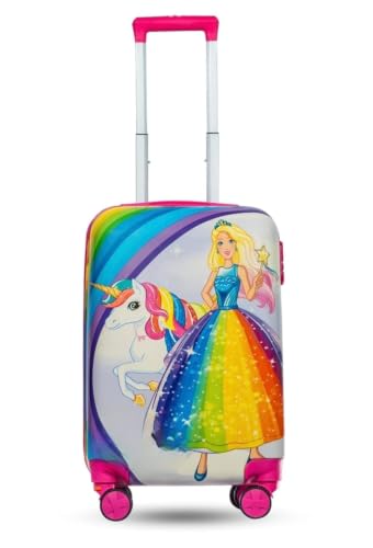 Image of ADSON Abs Kids Trolley 360 Rotating Luggage 360 Degree Wheels Unicorn Non-Breakable 20 Inch Kids Hardsided Suitcase with 4 Wheels, 360 Degree Wheel Travel Trolley Bag (Pink Rainbow Unicorn Princess)