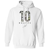 Defmax Mbappe-Inspired 10 Collage Graphic - Madrid Tribute Unisex Hooded Sweatshirt (White, Medium)