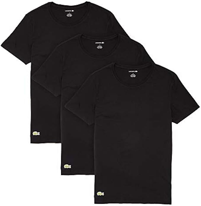 Lacoste Men's Essentials 3 Pack 100% Cotton Slim Fit Crewneck T-Shirts