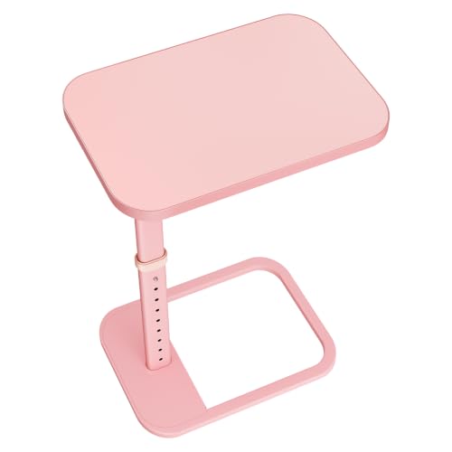 Image of Kitstorack TV Tray Table, Adjustable Height & Rounded Metal Corners, Snack Table for Couch, Sofa, Bed, Chair, Living Room, C Shaped End Side Table for Eating, Dinner or Laptop, Small Spaces, Pink