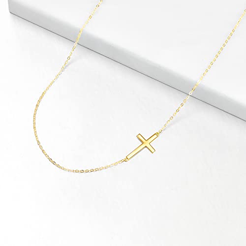 KECHO Real Gold Sideways Cross Necklace Christian Jewelry for Women2