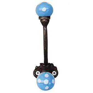 IndianShelf Handmade Dot Hooks Wall Hangers Coat Holders Hanging Key Mount Hat Mug Kitchen Utensils Bathroom (Iron_Turquoise_5.25 Inches)-2 Piece