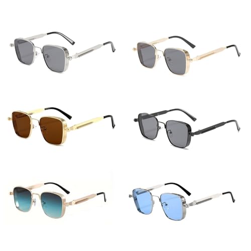 ENSARJOE 1/6/100 Packs Retro Square Steampunk Sunglasses Metal Frame UV400 Glasses, Sample & Wholesale Options Available