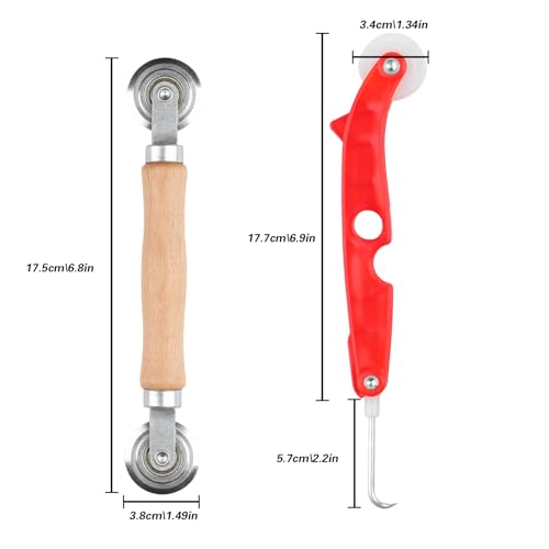 2 Stück Werkzeug Einzieher Einroller für Keder Fliegengitter Kederwerkzeug Spline Roller, Werkzeug Einzieher Einroller für Keder Gummischnur, Doppelrad Kedereinroller Dichtungseinroller für Fenster