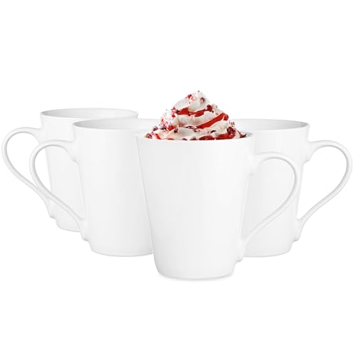 Glasmark KROSNO 1992 Lot de 4 tasses en céramique 300 ml Tasse à café Tasse à café Tasse à thé Passe au lave-vaisselle Blanc Maja
