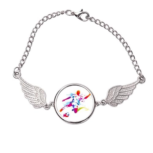 Bracelet avec ailes d'ange football en métal pour homme taille M