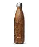 Qwetch - Bouteille Isotherme Wood 750ml - Gourde Nomade Inox - 24h Froid et 12h Chaud - Etanche, Sans BPA & Réutilisable - Gourde isotherme pour Sport, Voyage, Bureau, Randonnée