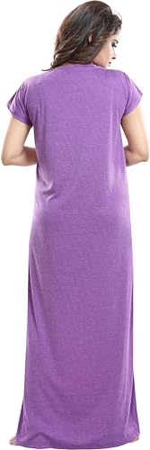 Image of Fabme Women's Polycotton Nursing Nightgown - Concealed Zip, Long, Textured Nighty for Maternity, Feeding