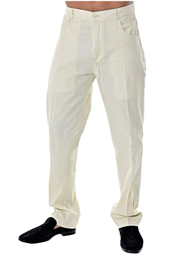 bohio Mens Cotton Spandex Summer Casual Beach Dress Pant - Flat Front - in (4) Colors - MCSP4863