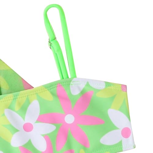 Cute Flower Print Swimsuit for Girls 3 Piece Bikini Bathing Suit & Sun 𝐏rotection Cover Up Shirt Swimwear Sets2