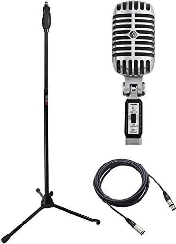 Shure 55SH Series II Iconic Unidyne Vocal Microphone Bundle with Mic Stand and 25ft XLR Cable