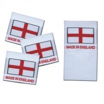 1,000 Pre-Cut and Folded "Made in England" Labels for Garments/Accessories, White, 30mm wide x 35mm length Folded