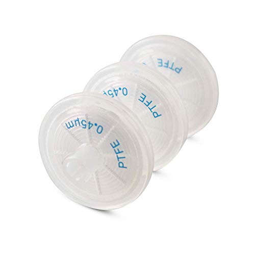 Hydrophobic PTFE Syringe Filters 25mm Diameter 0.45μm Pore Size for Industrial Filtration by Allpure Biotechnology (Hydrophobic PTFE, Pack of 100)