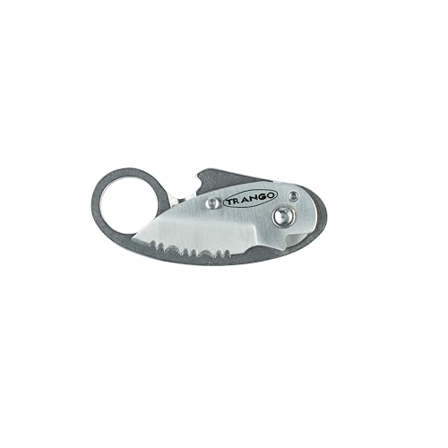 TRANGO Piranha Knife Serrated Micro Blade w/Bottle Opener (Gray, 2 Inch) | Rock Climbing Accessories
