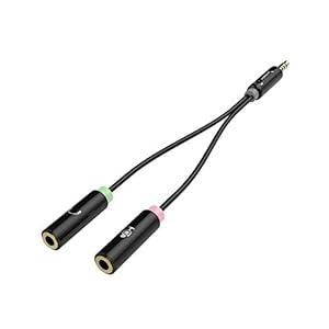 SABRENT 3.5mm Headset Splitter Adapterkabel voor headsets met gescheiden hoofdtelefoon/microfoon stekkers (CB-AUHM)