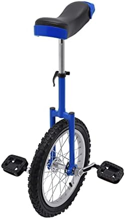 Josbuynls 16"/24" Wheel Unicycle, Wheel Unicycle with Steel Rim Skid-Proof Tire Adjustable Seat Sports Exercise Bicycle for Daily Fitness (Blue, Black)
