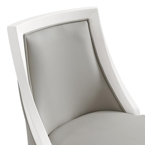 Image of Ellie Counter Height Swivel Stool with Back - 41 inch Tall Upholstered Barstool with Padded Seat, Solid Rubberwood Frame, Steel Memory Return, Metal Kick Plate - Kitchen Island & Home Bar Chair (White)