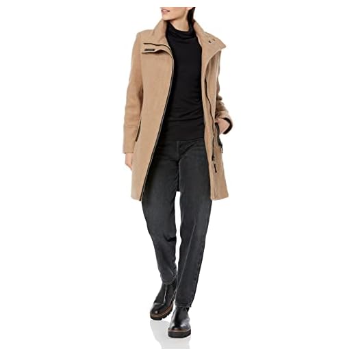 Calvin Klein Women's Classic Cashmere Wool Blend Coat, CAMEL, 10