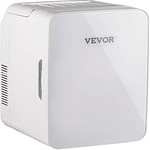 VEVOR Mini-Koelkast 10L Kleine Koelkast Huis/Auto Koelbox Klein Mini Fridge Cosmetische Koelkast, Compacte Draagbare Koeler Stil 38dB voor Huizen, Kantoren, Bars, Auto’s, Vrachtwagens, Boten (Wit)