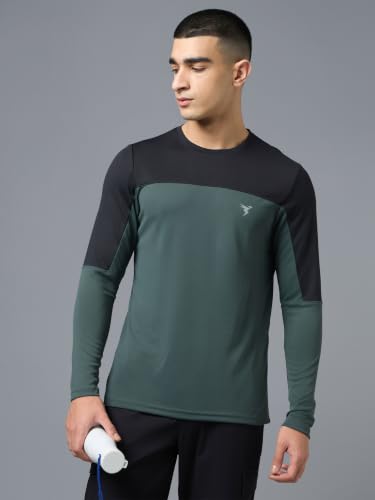 Image of TECHNOSPORT Men's Slim Fit Full Sleeve Crew Neck T-Shirt, TECHNOCOOL+ Quick Dry Moisture Wicking Stretchable Sports Gym and Casual Wear