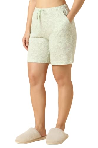 Image of Van Heusen Women Printed Lounge Shorts - Functional Pocket, Elasticized Waist with Drawcord Ties, Ultra Soft Green
