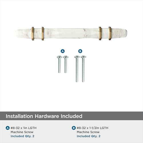 Image of Amerock | Cabinet Pull | Marble White /Golden Champagne | 3-3 /4 inch (96 mm) Center to Center | Carrione | 1 Pack | Drawer Pull | Drawer Handle | Cabinet Hardware