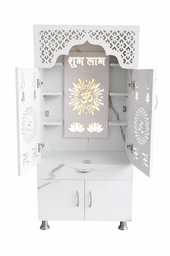 CHISELCHANT Home Temple Pooja Unit Mandir, 51 inch, White - Image 3