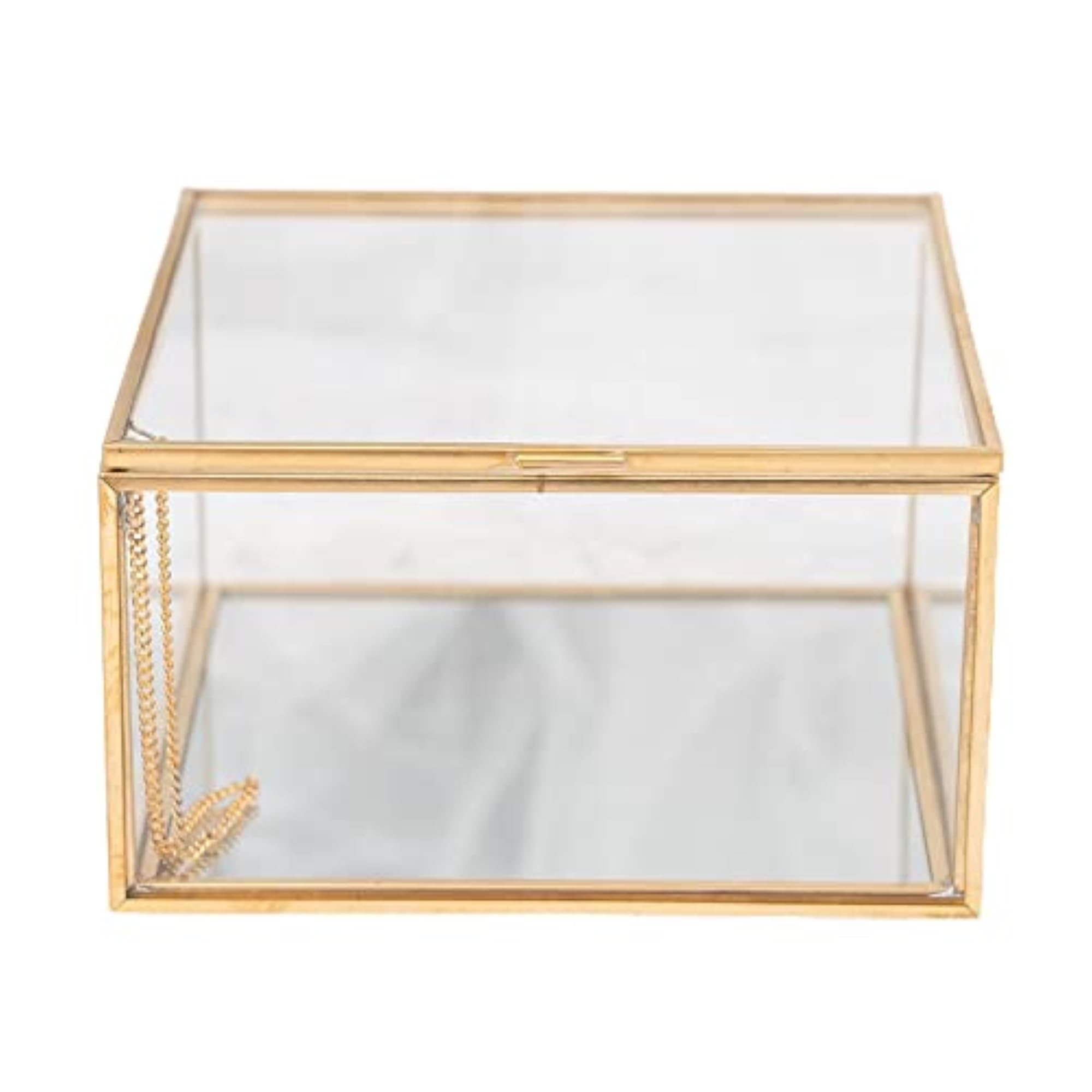 Geometric Square Glass Organizer, Elegant Storage Box