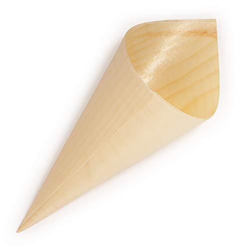 BambooMN - Disposable Food and Appetizer Wood Cones - 5 x 2 - 100 Pieces