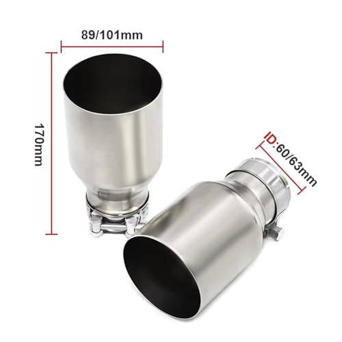 Cola de escape universal de 60 mm y silenciador recto para coche 6
