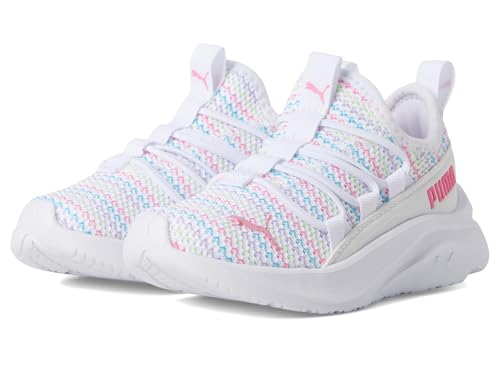 Puma Unisex-Child SOFTRIDE ONE4ALL Slip On Shoes, White-Fast Pink SS25, Little Kid 1