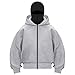 Ninja Balaclava Hoodie with Eye Mask Built in Balaclava Jacket Zip Up Fashion Double Layer Hoodie Hip Hop Outerwear Jacket Y2K Clothing for Women