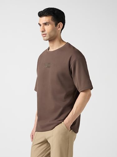 Image of TECHNOSPORT Men Printed Oversized Round Neck T-Shirt with COTFLEX, Dry Fit Sports Tee, Oversized Activewear T-Shirt for Gym, Running, Sports & Casual Wear