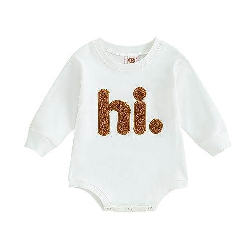 Image of VISGOGO Newborn Infant Baby Boy Girls Oversized Romper Little Dude Sweater Onesie Coming Home Outfit Neutral Clothes