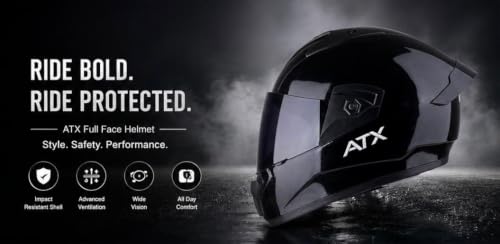 Image of DELETION Full Face Bike Helmet Black | ISI Certified Motorcycle Helmet for Men Impact Resistant ABS Shell | Scratch Resistant Visor | Lightweight Riding for Bike & Scooter