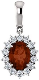 14K White Gold 14K Yellow Gold Mozambique Garnet & 1/3 ctw Diamond Pendant