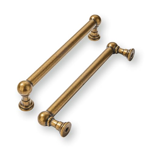 khtumeware 10 Pack 5 Inch Hole Center Antique Brass Cabinet Pulls Heavy Duty Solid Cabinet Handles cabinets Dressers Kitchens Handles Bathroom cabinets
