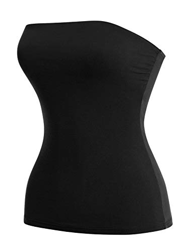 MixMatchy Women's Basic Casual Stretchy Long Bandeau Tube Top Strapless Undershirts