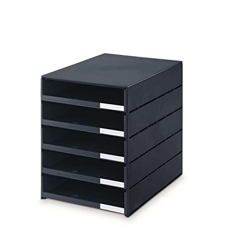 Styroval pro Box mit 5 Schubladen offen, oeko-schwarz
