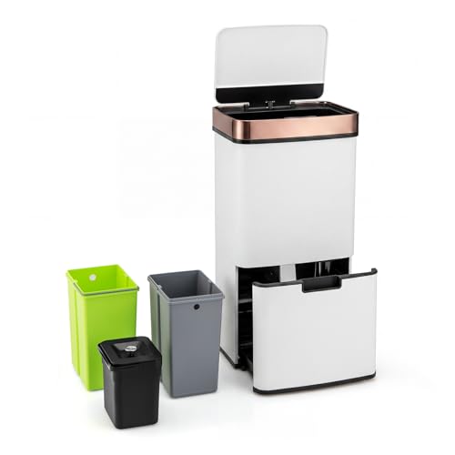 Poubelle tri selectif 2 x 11L avec reservoir scelle 3,5L inox 72L