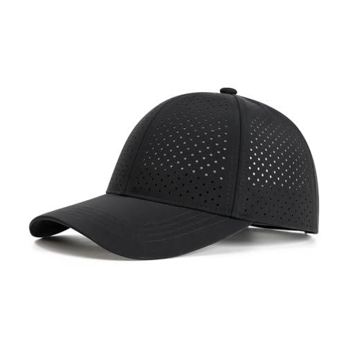 Image of FEINION Men Summer Adjustable Performance Hat Breathable Snapback Laser Perforated Mesh Baseball Cap