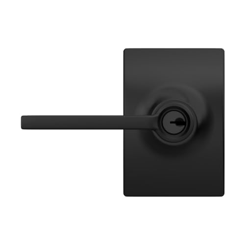 Image of SCHLAGE Latitude Keyed Entry Door Handle, Reversible, Matte Black | Keyed entry lever door handle with turn-button lock, Easy to install, Certified security & durability, Universal fit, 2 keys