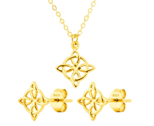 Collar celta nudo de bruja minimalista plata ley 925 pendientes 45 cm amuleto Only faith