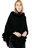 Hzxsny Shawl Wrap for Women Faux Fur Poncho Cape Large Blanket Wraps Winter Warm Knitted Cloak Cardigan Sweater Cozy Shawls